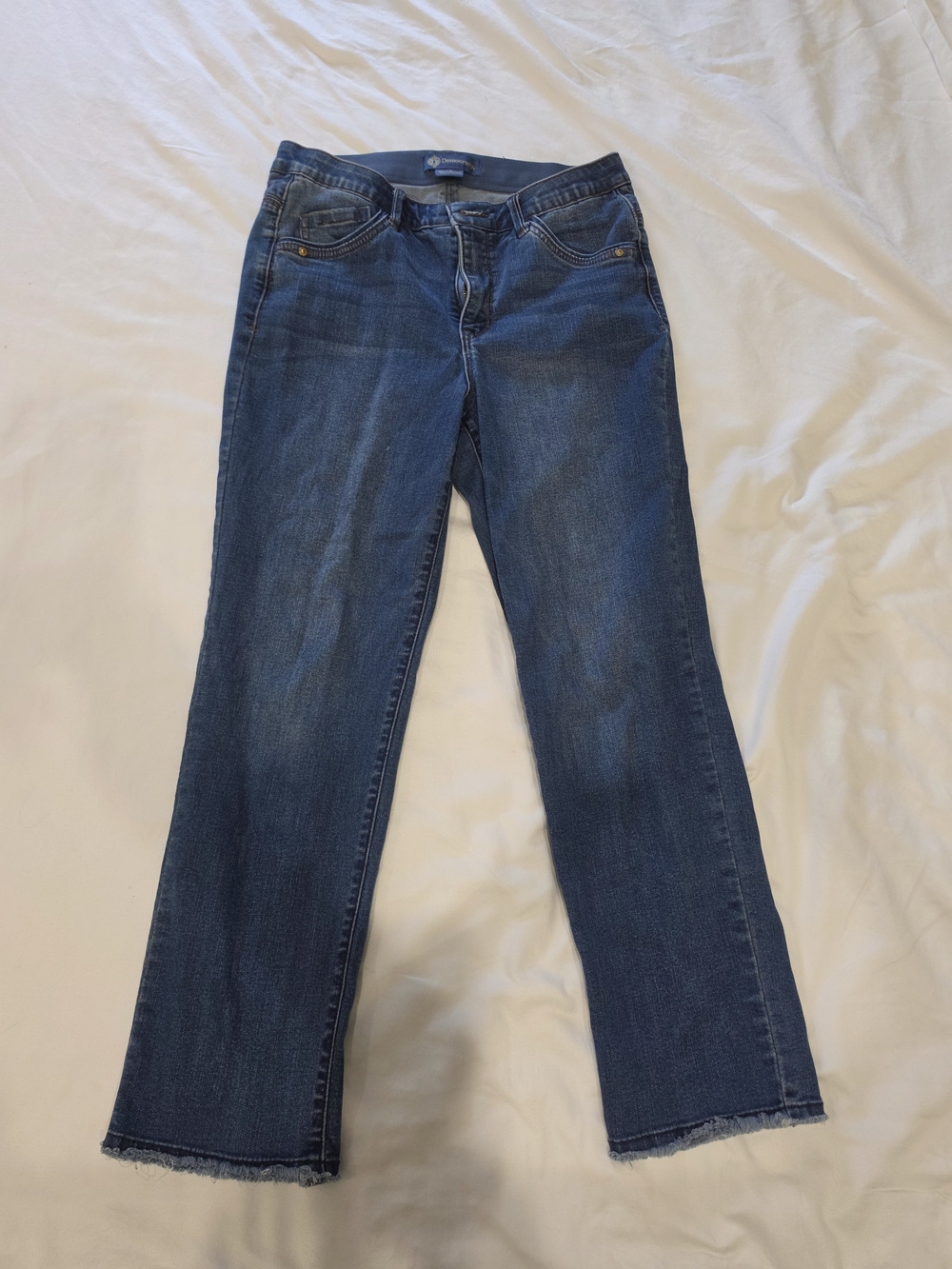 Democracy Ab Solution High Rise Straight Leg Ankle Jeans Raw Frayed Hem 10